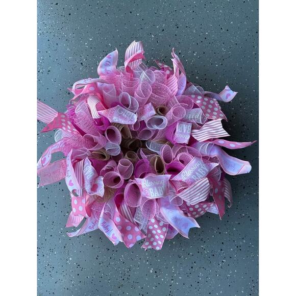 It’s A Girl! Pink Baby Wreath baby shower decor - Picture 2 of 6